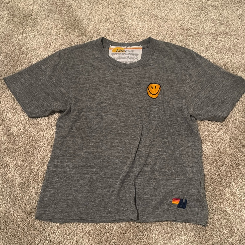 AVIATOR NATION Women's Smiley Stitch Boyfriend Tee | Color: grey
